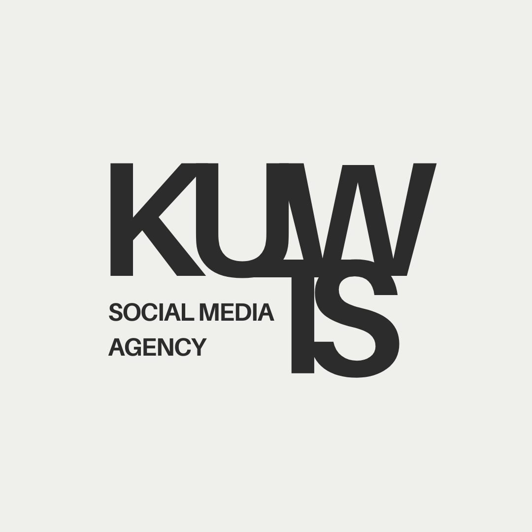 black text on off white background which reads K U W T S Social media agency